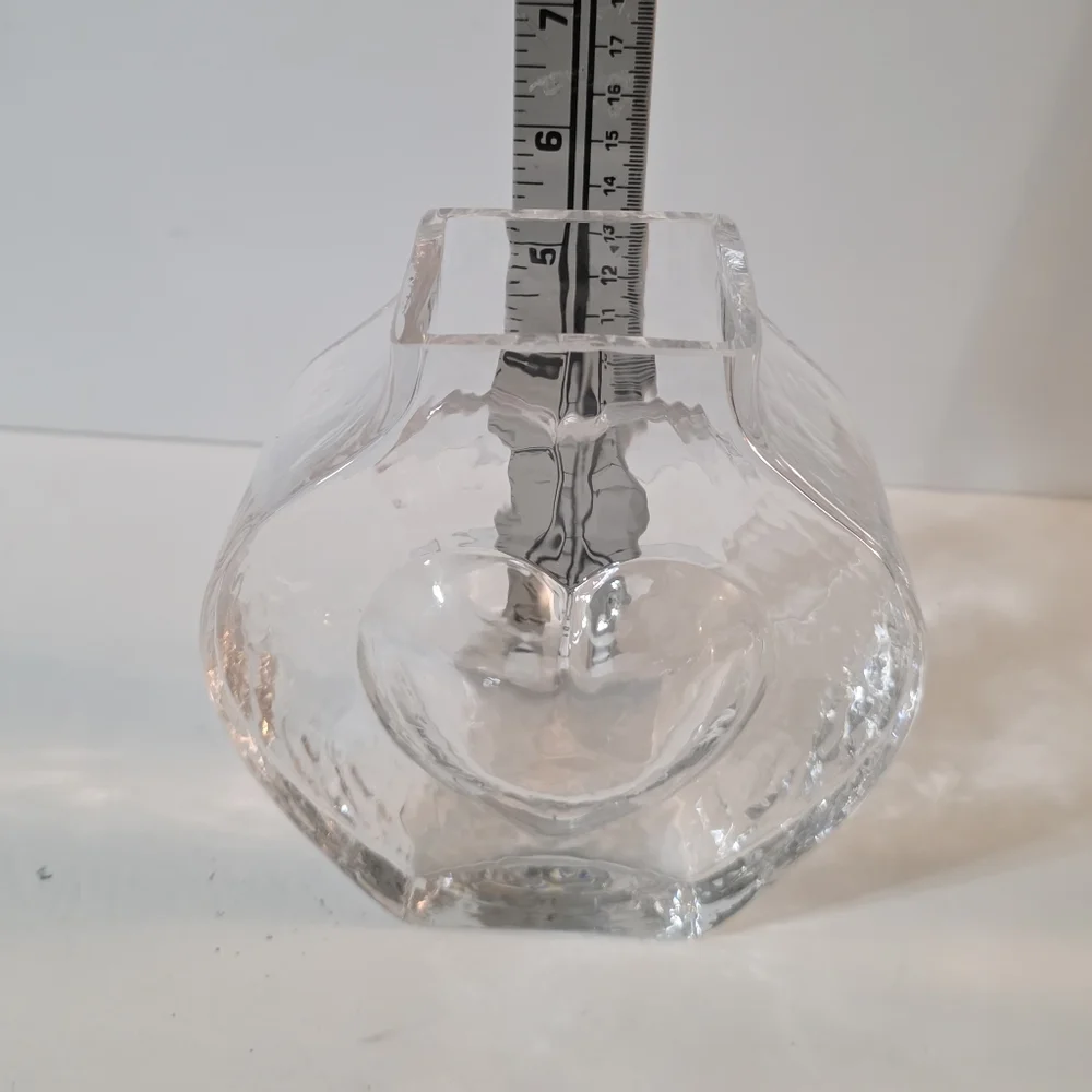 Sea Of Glasbruk Sweden Art Glass Vase Clear Heart 5.5